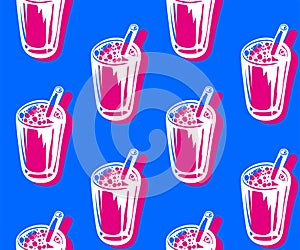 Seamless pattern with Cocktail drinks. Hand drawn ink illustration. Vector pattern. Print for textile, cloth, wallpaper, scrapbook