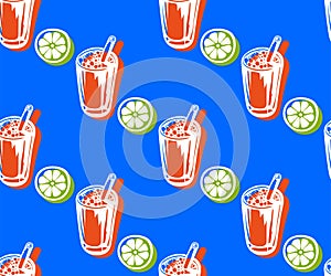 Seamless pattern with Cocktail drinks. Hand drawn ink illustration. Vector pattern. Print for textile, cloth, wallpaper, scrapbook