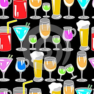 Seamless pattern with cocktail glasses