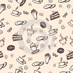 Seamless pattern with coffe