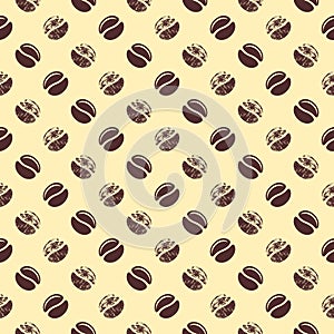 Seamless pattern with coffee beans on light background