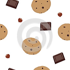 Seamless pattern Coffee cookies chocolate food illustration vector scrapbooking wallpaper print on fabric