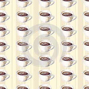 Seamless pattern with coffee cups