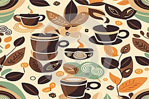 seamless pattern with coffee cups