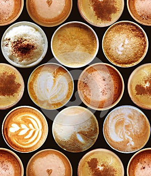 Seamless pattern with coffee cups