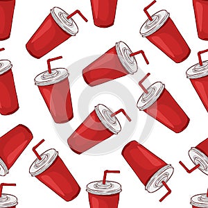 Seamless pattern cola cup scetch and color