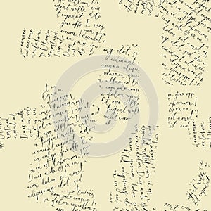 Seamless pattern with collage of letters with handwritten text