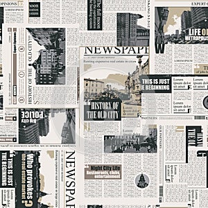 Seamless pattern with collage of newspaper or magazine clippings