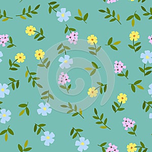 Seamless pattern with color flowers