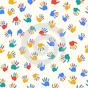 Seamless Pattern of Color Hand-prints