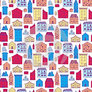 Seamless Pattern Color Houses-04