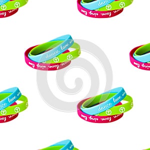 Seamless pattern with colored bangles isolated on white