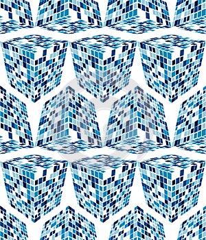 Seamless pattern of colored cubes. Endless multicolored cubic background. Cube pattern. Cube vector. Cube background.