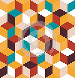 Seamless pattern of colored cubes. Endless multicolored cubic background