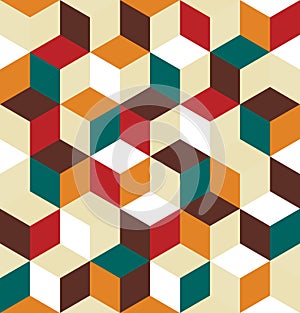 Seamless pattern of colored cubes. Endless multicolored cubic background