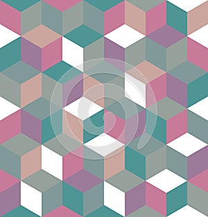 Seamless pattern of colored cubes. Endless multicolored cubic background