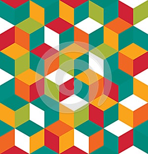 Seamless pattern of colored cubes. Endless multicolored cubic background