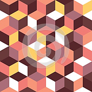 Seamless pattern of colored cubes. Endless multicolored cubic background