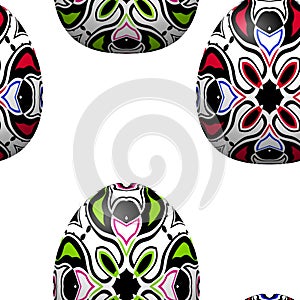 Seamless pattern with colored patterned Easter eggs