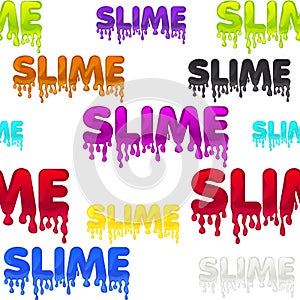 Seamless pattern colored text slime, white texture with sticky substance for wallpaper.