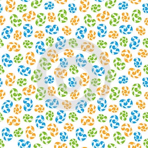 Seamless pattern of colored whorls curlicues