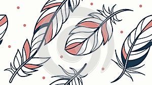 Seamless pattern of colorful abstract feathers, bohemian design, vector design Generative AI