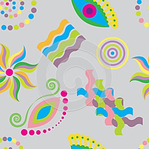 Seamless pattern colorful abstract patterns on gray background. vector illustration