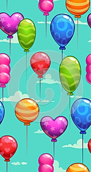 Seamless pattern with colorful balloons