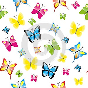 Seamless pattern with colorful butterflies