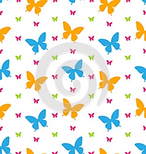 Seamless Pattern with Colorful Butterflies, Repeating Backdrop
