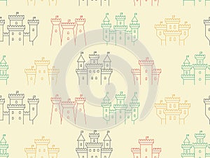 Seamless pattern with Colorful castles and fortresses