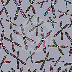 Seamless pattern with colorful chromosomes. Vector illustration. Biological background