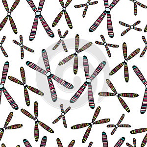 Seamless pattern with colorful chromosomes. Vector illustration. Biological background.