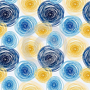 Seamless pattern with colorful circles, van gogh artistic style