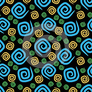 Seamless pattern colorful curlicues
