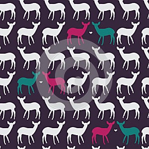 Seamless pattern with colorful deers