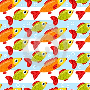 Seamless pattern from colorful fish cartoon