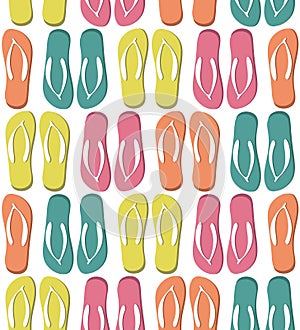 Seamless pattern with colorful flip flops