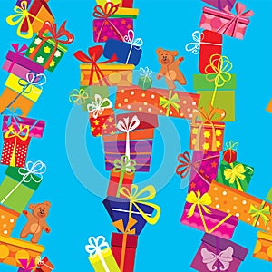 Seamless pattern with colorful gift boxes