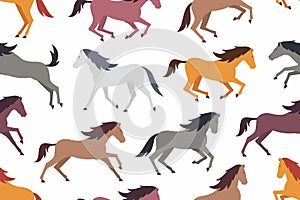 Seamless pattern with Colorful horses