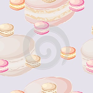 seamless pattern with colorful macaroons vector