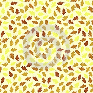 Seamless pattern with colorful oak leaves. Autumn texture.