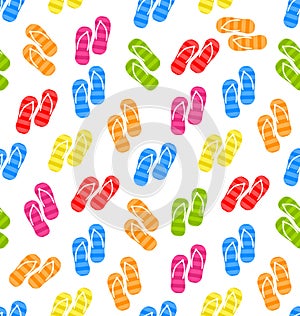 Seamless Pattern Colorful Pairs of flip-flops