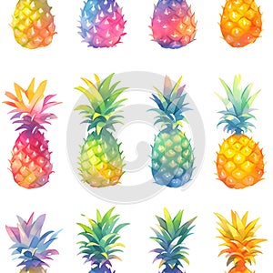 Seamless pattern with colorful pineapples. Vector illustration
