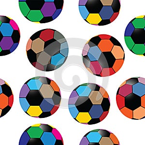 Seamless pattern with colorful soccer balls