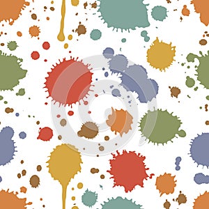 Seamless pattern of colorful stains and splashes