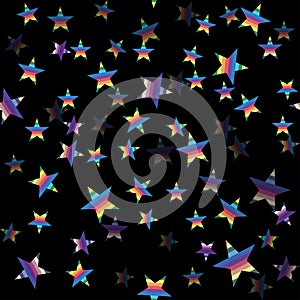 Seamless pattern with colorful stars on black