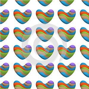 Seamless pattern with colorful sweet hearts