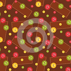 Seamless pattern with colorful textile buttons