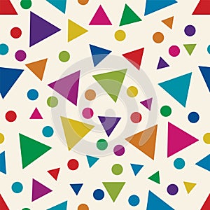 Seamless pattern with colorful triangles and circles. vector